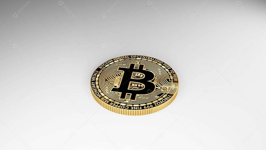 Moedas Bitcoin Rendição 3D do dinheiro digital