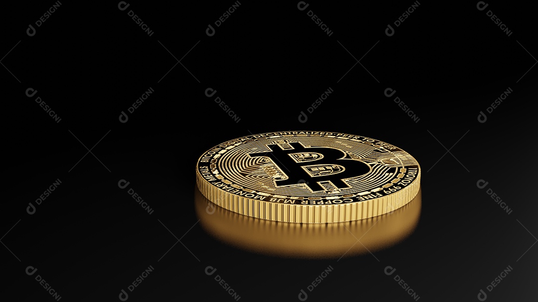 Moedas Bitcoin Rendição 3D do dinheiro digital