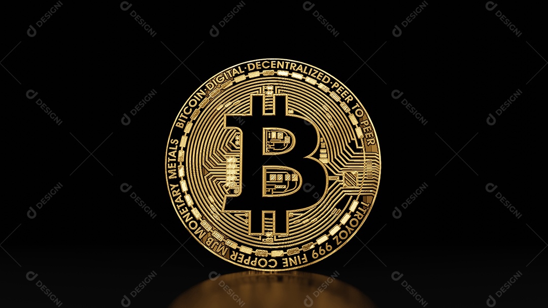 Bitcoin coins 3D rendering of digital moneyc