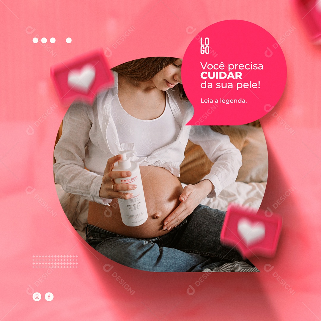 Social Media Clínica Você Precisa Cuidar da Sua Pele PSD Editável