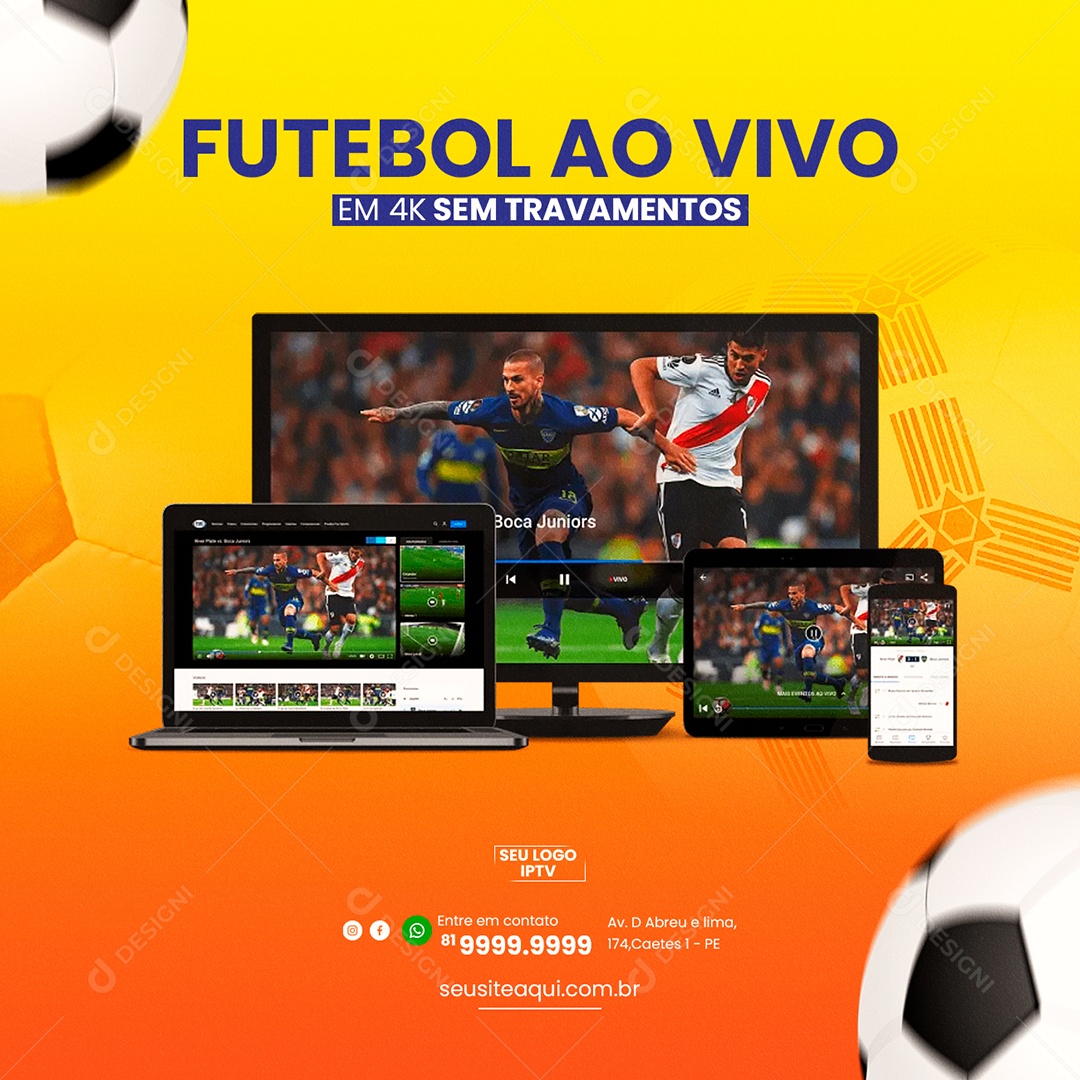 Social Media IPTV Futebol Ao Vivo PSD Editável [download] - Designi