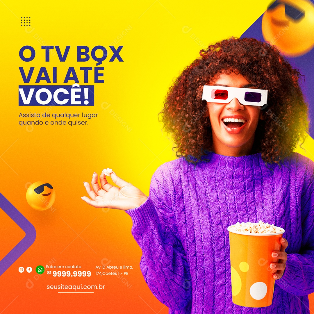 Social Media IPTV A TV Box Vai Até Você PSD Editável