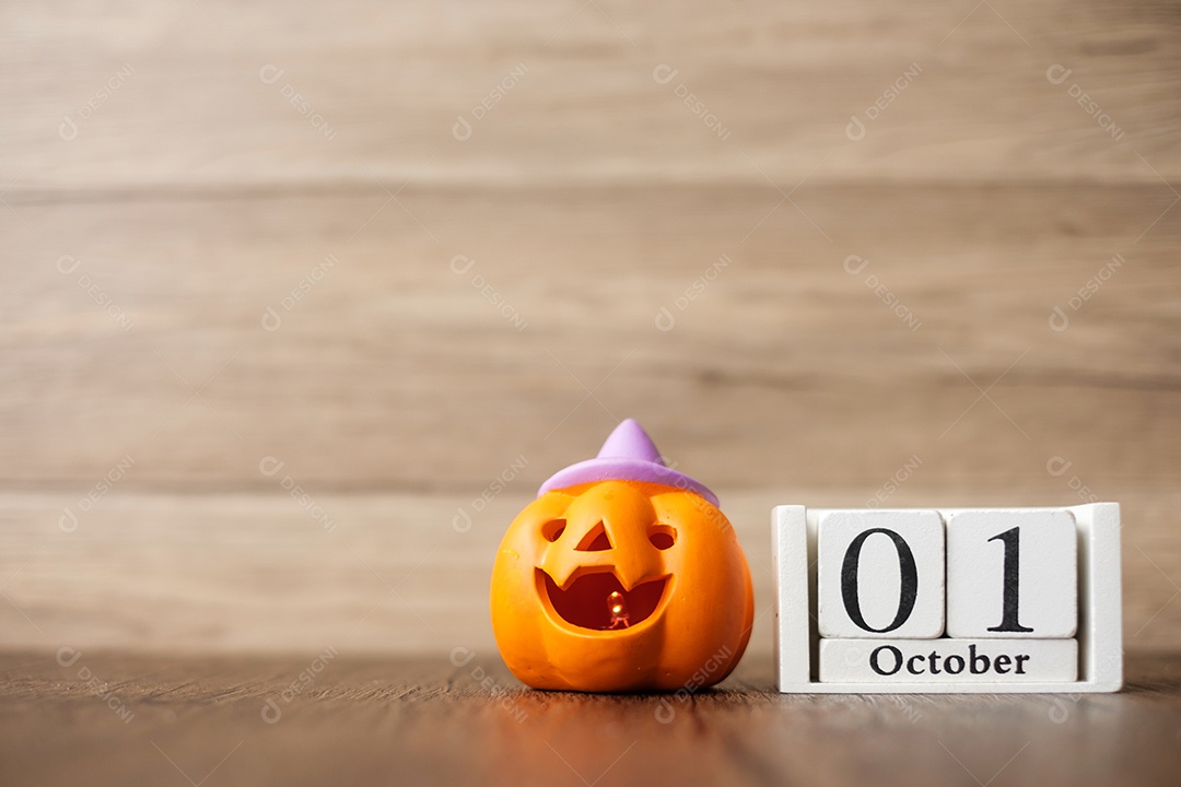 Feliz dia de Halloween com abóbora de lanterna de Jack O e 1 de outubro