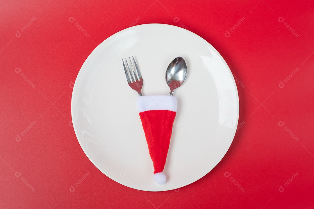 Feliz Natal com Papai Noel diminuto, placa branca