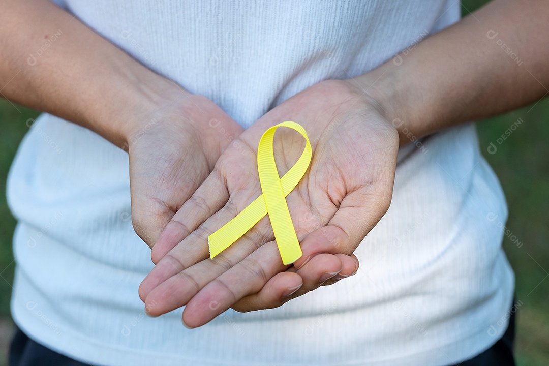 Suicide Prevention, Sarcoma, Bone, Bladder, Childhood Cancer Awareness Month, Yellow Ribbon To Support People Alive And Sick