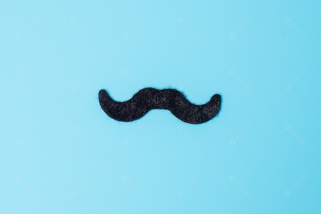 Bigode preto sobre fundo azul. Conceitos de feliz dia dos pais e dia internacional dos homens