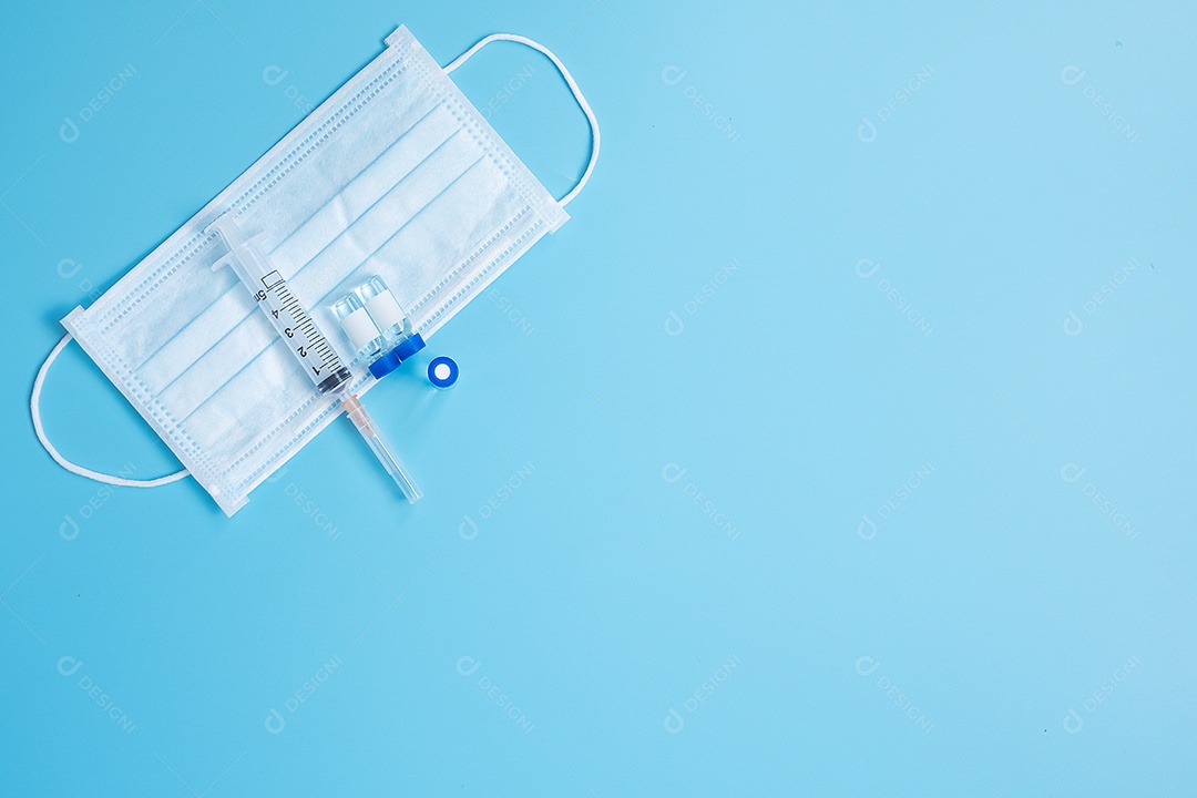 Dose de frasco de vacina com seringa de agulha de droga de tiro no laboratório do hospital. Conceito médico, saúde, vacinação e imunização