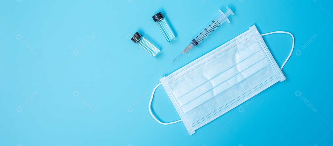 Dose de frasco de vacina com seringa de agulha de droga de tiro no laboratório do hospital. Conceito médico, saúde, vacinação e imunização