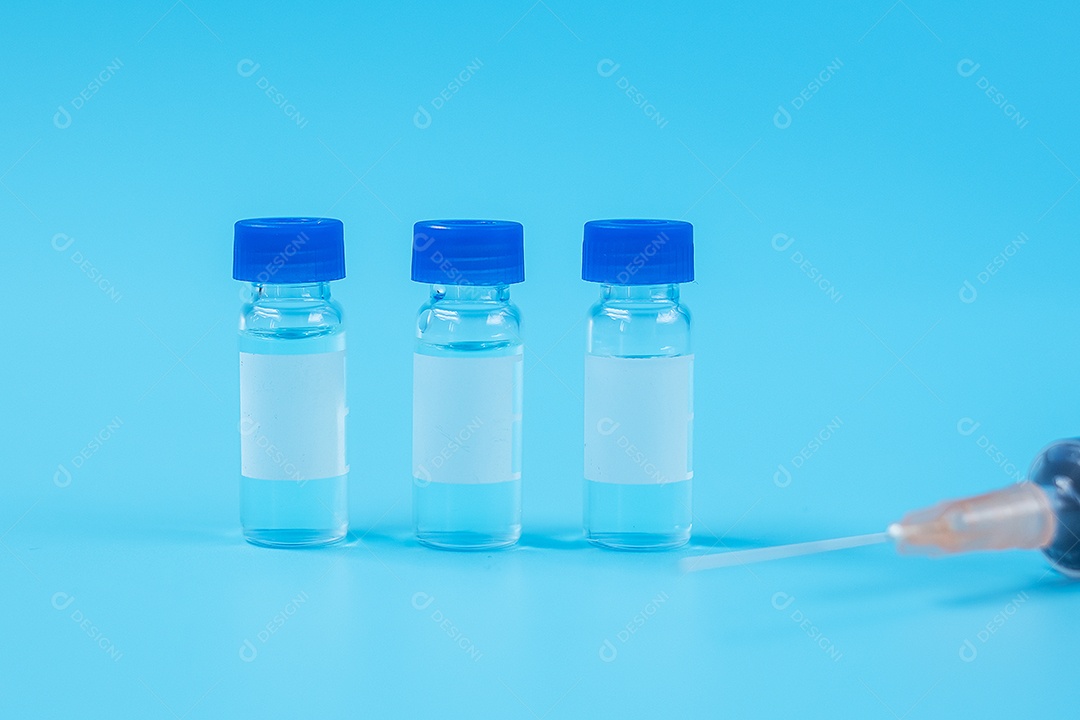 Dose de frasco de vacina com seringa de agulha de droga de tiro no laboratório do hospital. Conceito médico, saúde, vacinação e imunização