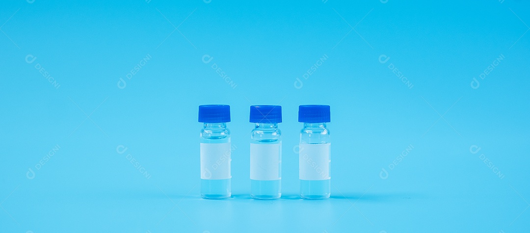 Vaccine vial dose with shot drug needle syringe in hospital laboratory. Medical, healthcare, vaccination and immunization concept