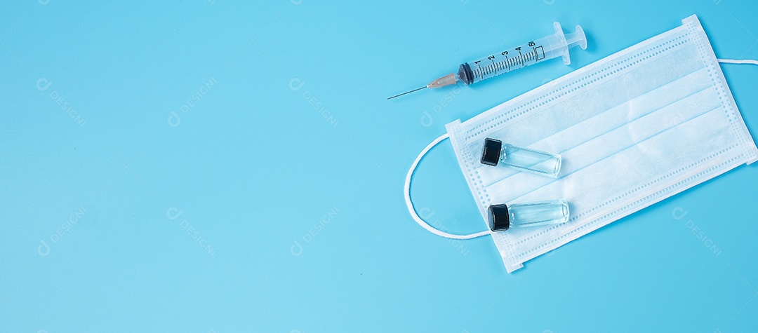 Dose de frasco de vacina com seringa de agulha de droga de tiro no laboratório do hospital. Conceito médico, saúde, vacinação e imunização