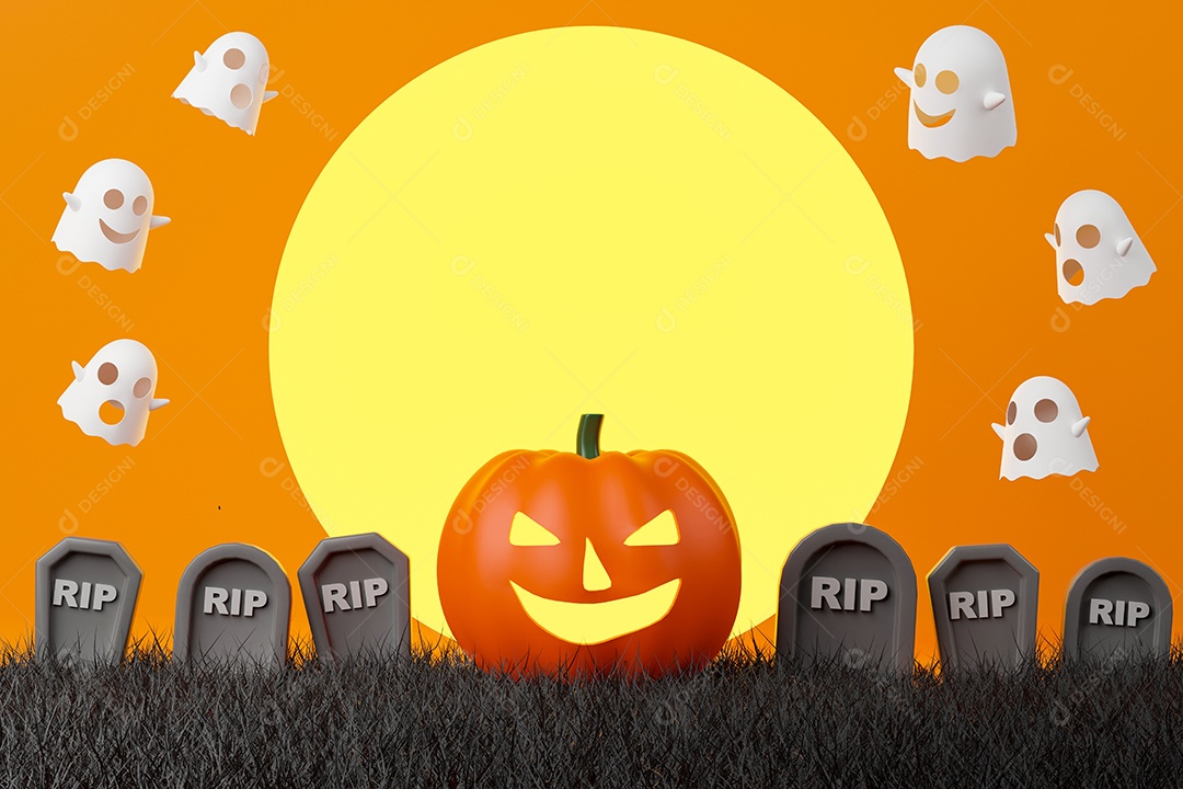 Renderização 3D Moldura conceito Halloween