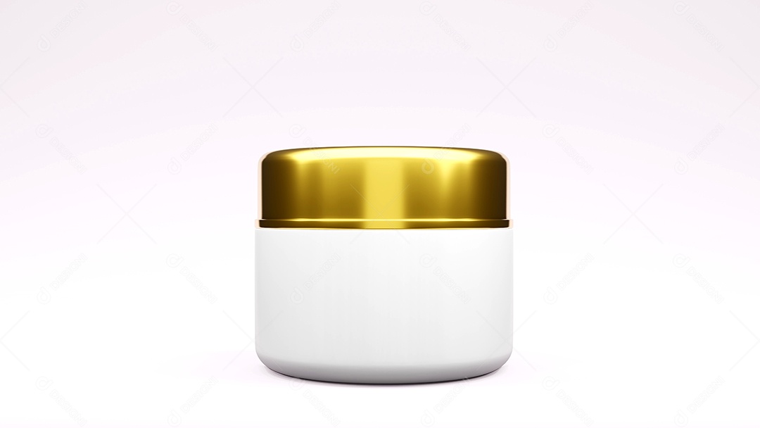 Renderização 3D de pacote de garrafa de cor branca e dourada