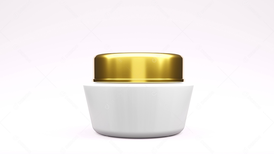 Renderização 3D de pacote de garrafa de cor branca e dourada