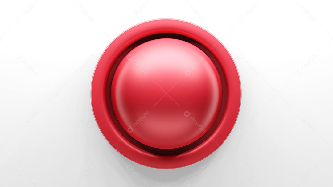 Botão vermelho isolar background, renderização 3D
