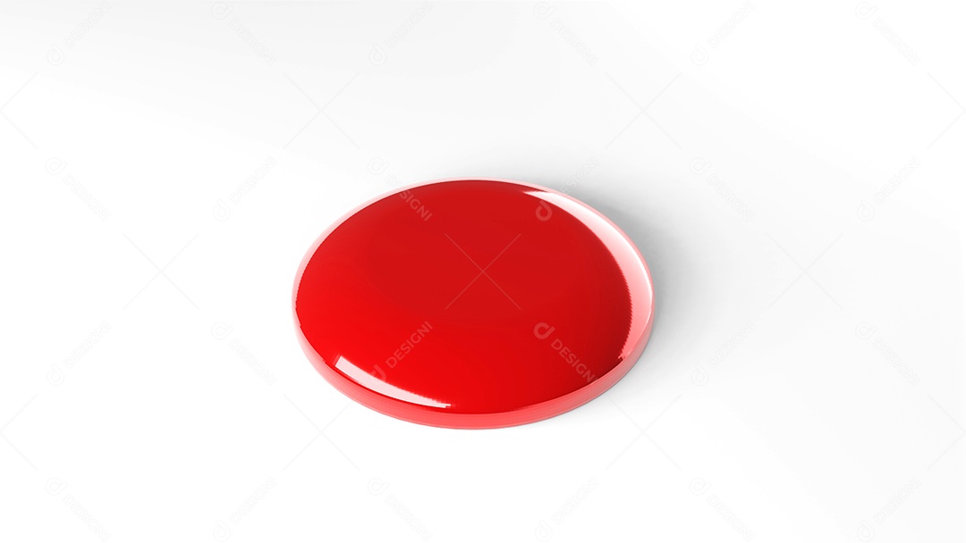 Red button isolate background, 3D rendering