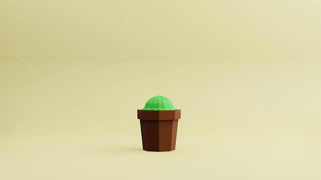 3d renderização cacto baixo polígono