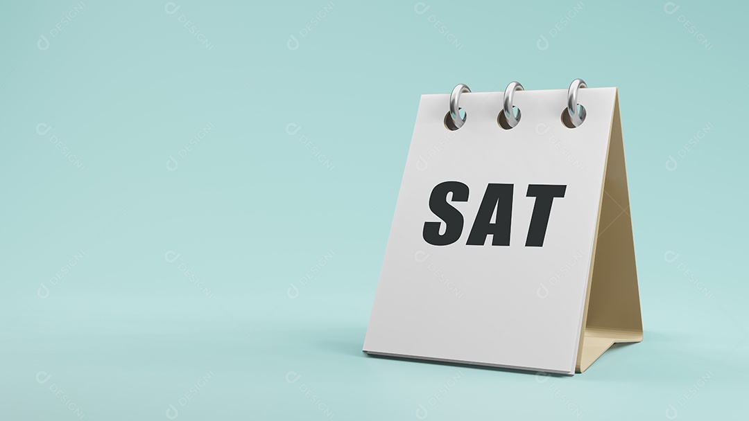 SAT sábado na renderização 3d do calendário de mesa de papel