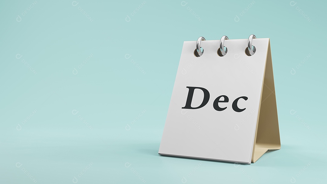 DEC na renderização 3d do calendário de mesa de papel