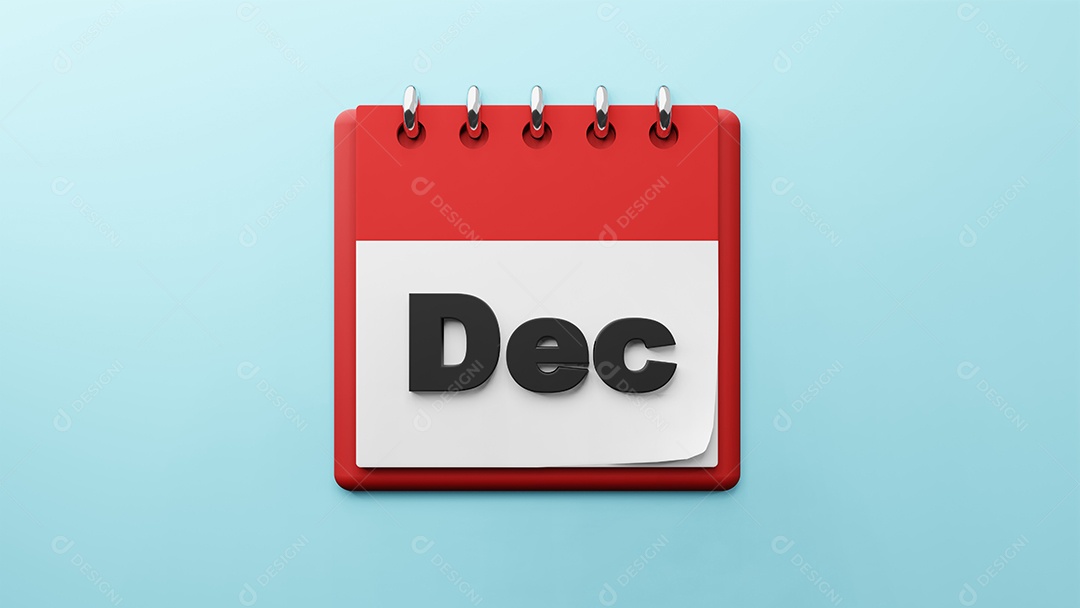 DEC na renderização 3d do calendário de mesa de papel