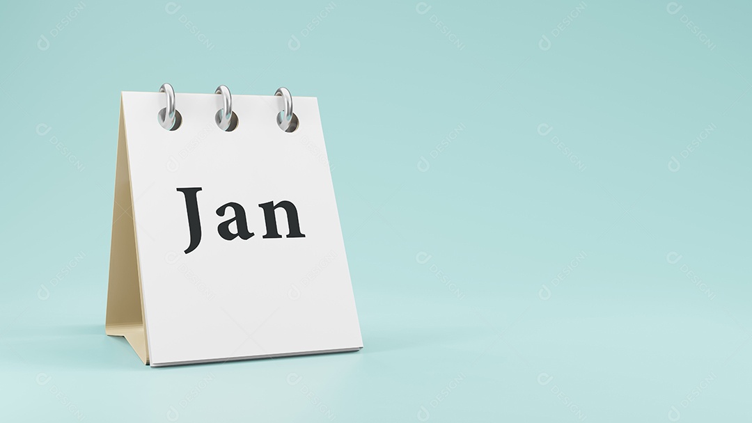 jan no calendário de mesa de papel renderização em 3d