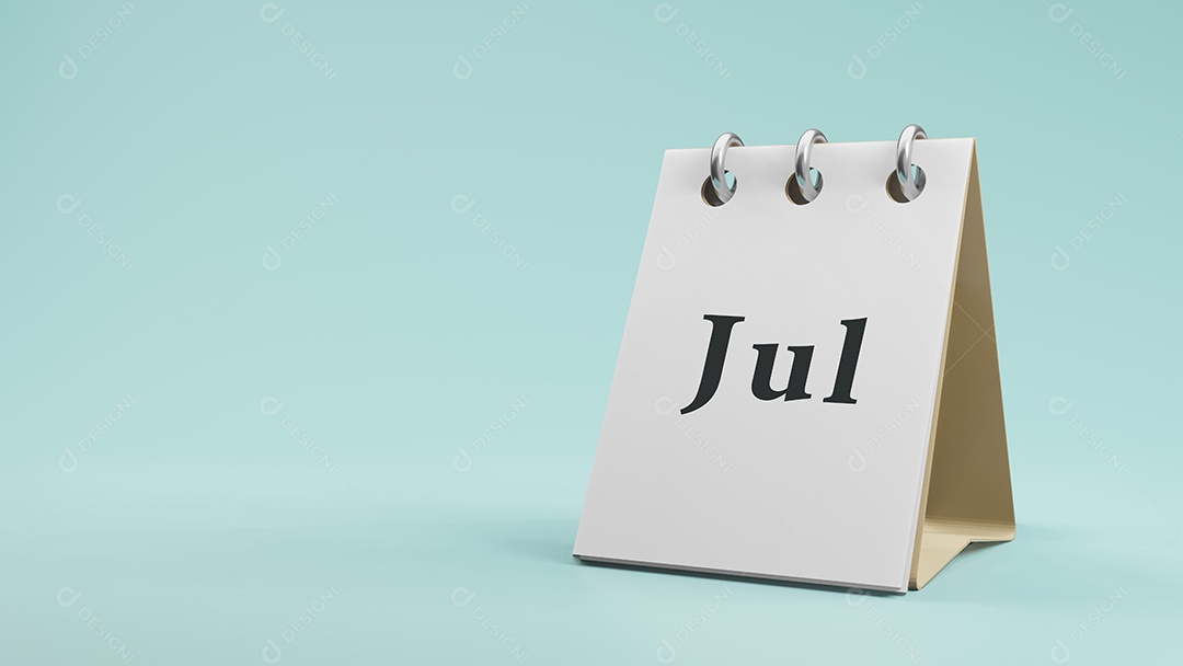 julho no calendário de mesa de papel renderização em 3d