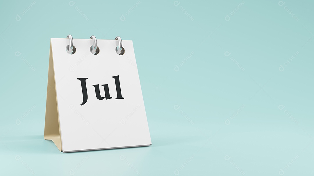 julho no calendário de mesa de papel renderização em 3d