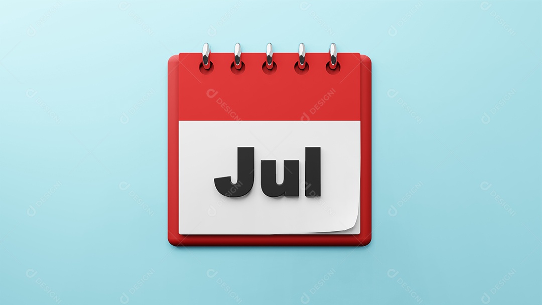 julho no calendário de mesa de papel renderização em 3d