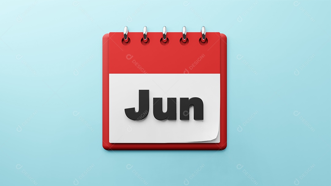 jun no calendário de mesa de papel renderização em 3d