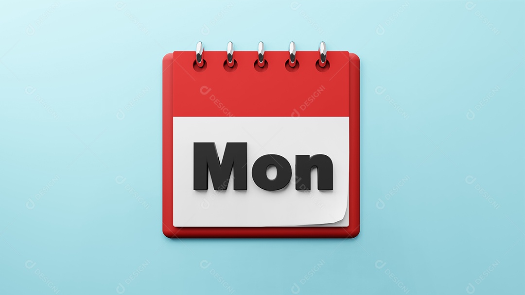 Segunda-feira na renderização 3d do calendário de mesa de papel