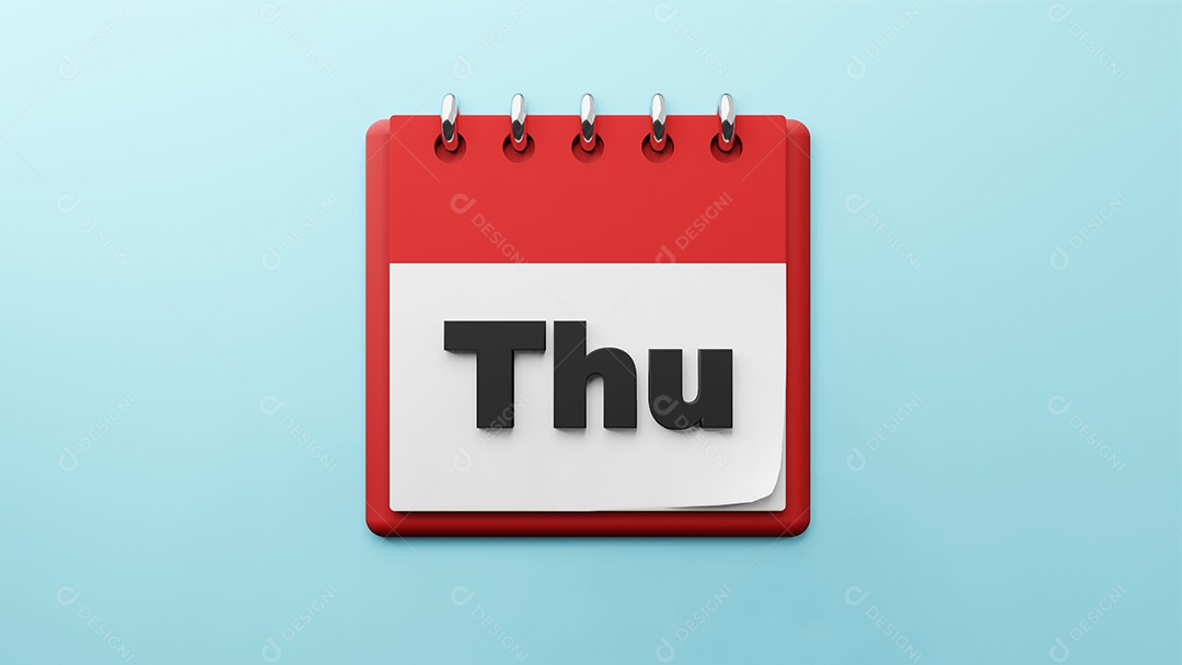 QUI quinta-feira na renderização 3d do calendário de mesa de papel