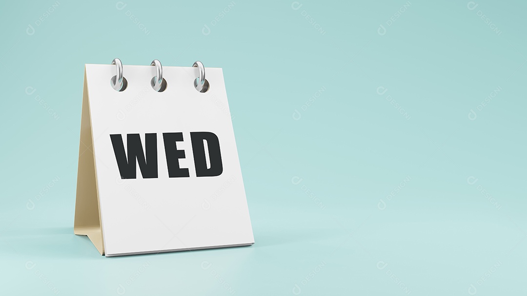 Quarta-feira na renderização 3d do calendário de mesa de papel