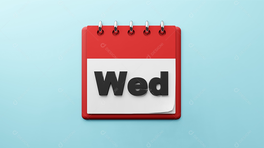 Quarta-feira na renderização 3d do calendário de mesa de papel