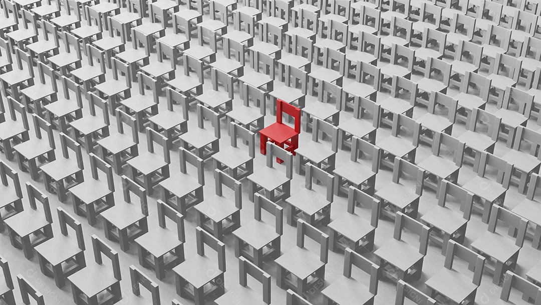 Conceito de negócio de cadeira vazia, renderização em 3D