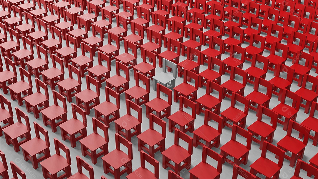 Conceito de negócio de cadeira vazia, renderização em 3D