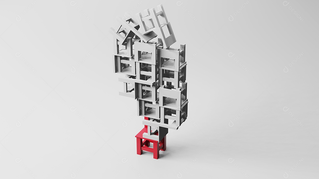 Conceito de negócio de cadeira vazia, renderização em 3D