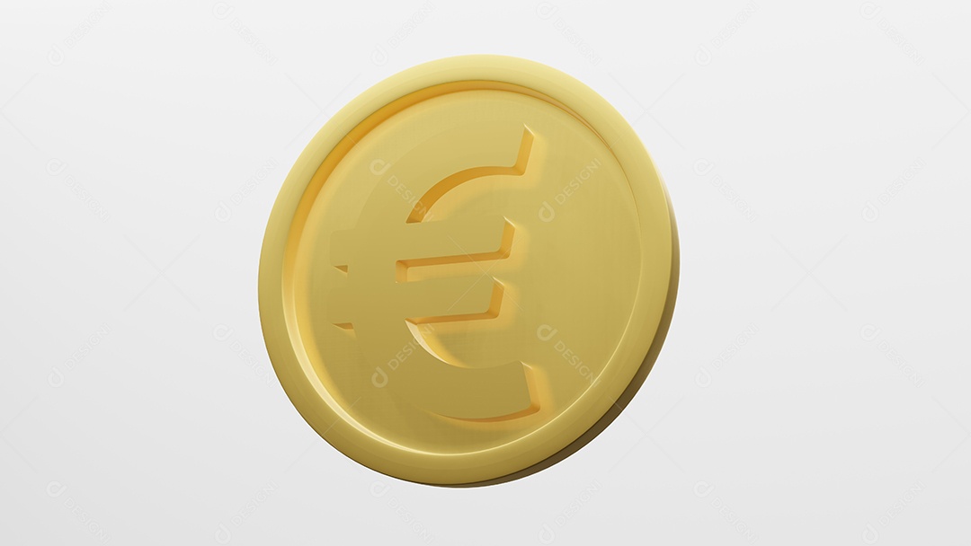 Moeda de ouro da moeda Euro, renderização em 3D