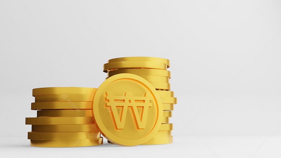 ganhou moeda moeda de ouro, renderização em 3D