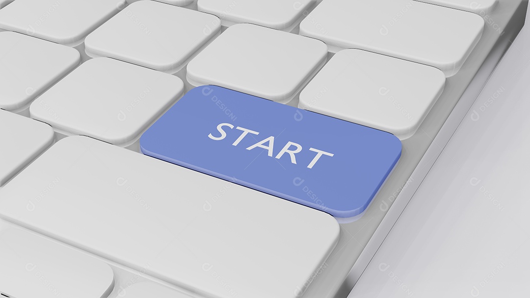 teclado de computador com a palavra Iniciar, conceito de finanças empresariais 3D renderização