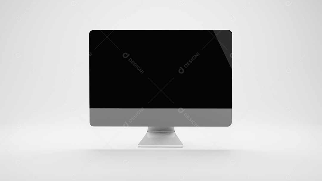 Exibição de monitor monobloco de computador isolada, renderização 3D