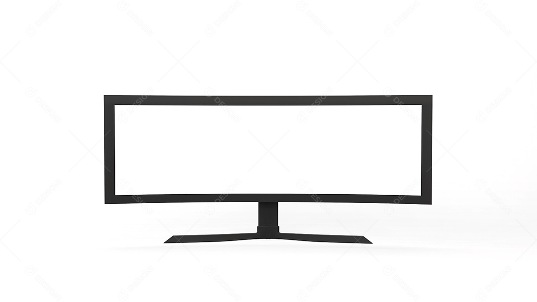 Exibição de monitor monobloco de computador isolada, renderização 3D