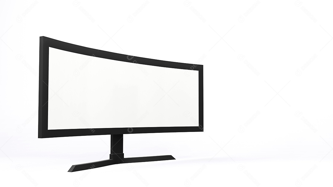 Exibição de monitor monobloco de computador isolada, renderização 3D