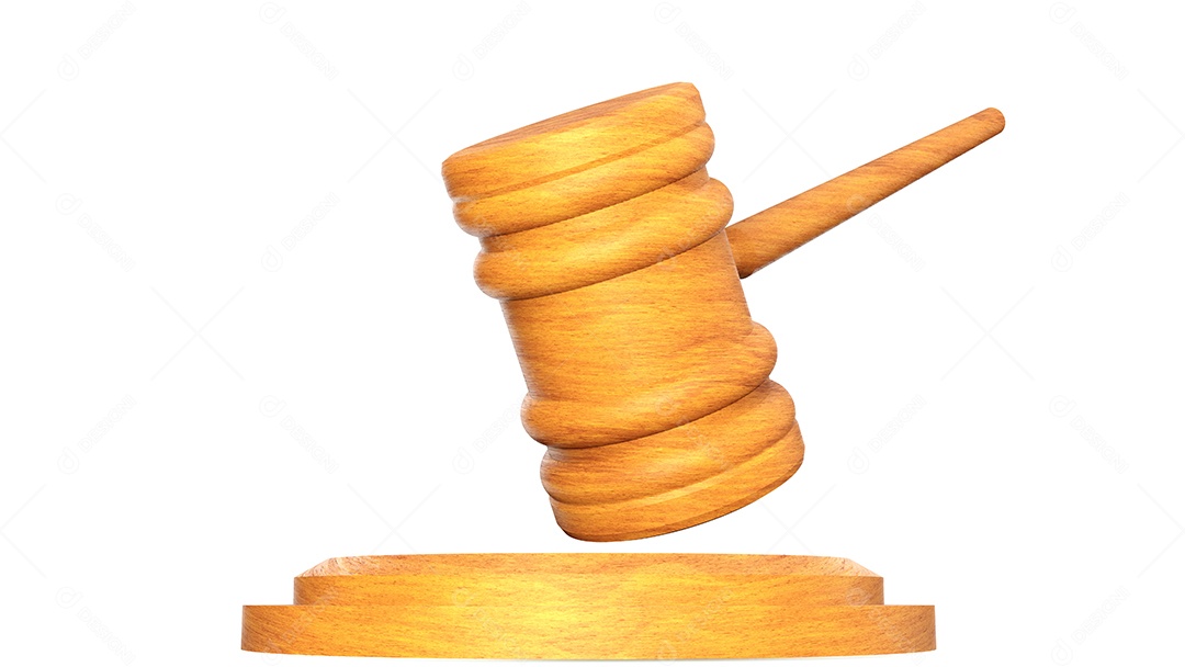 Lei do martelo Martelo de juiz de madeira MARTELO E BASE 3D render