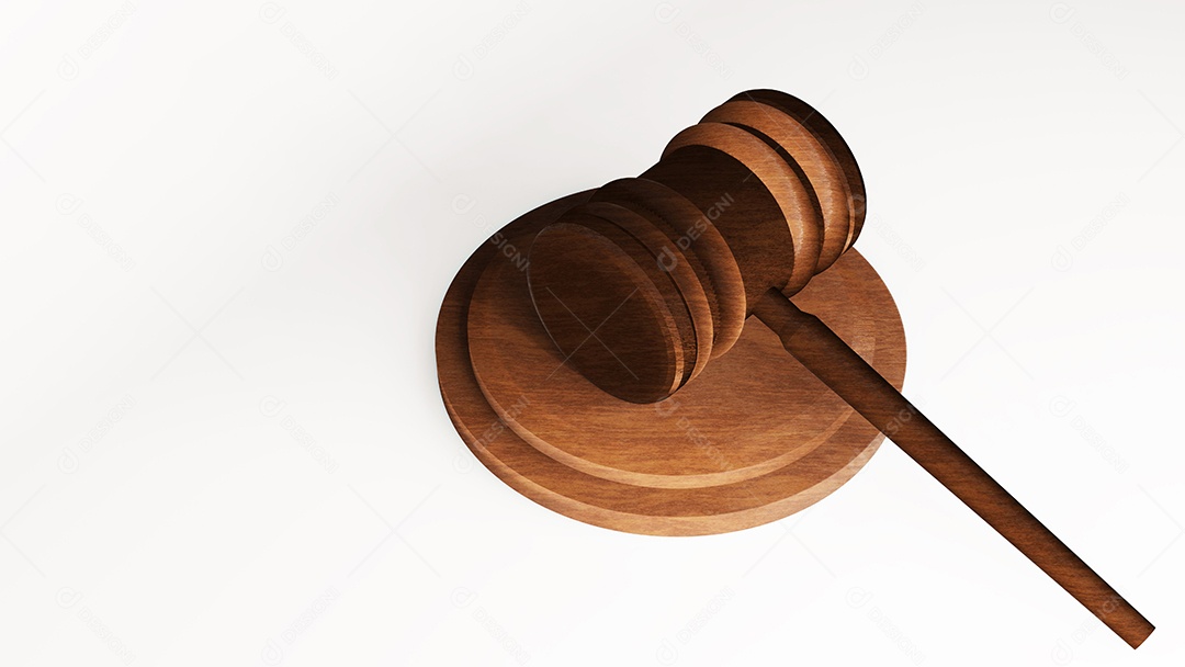 Lei do martelo Martelo de juiz de madeira MARTELO E BASE 3D render