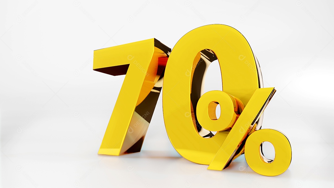 70% gold symbol, 3D rendering