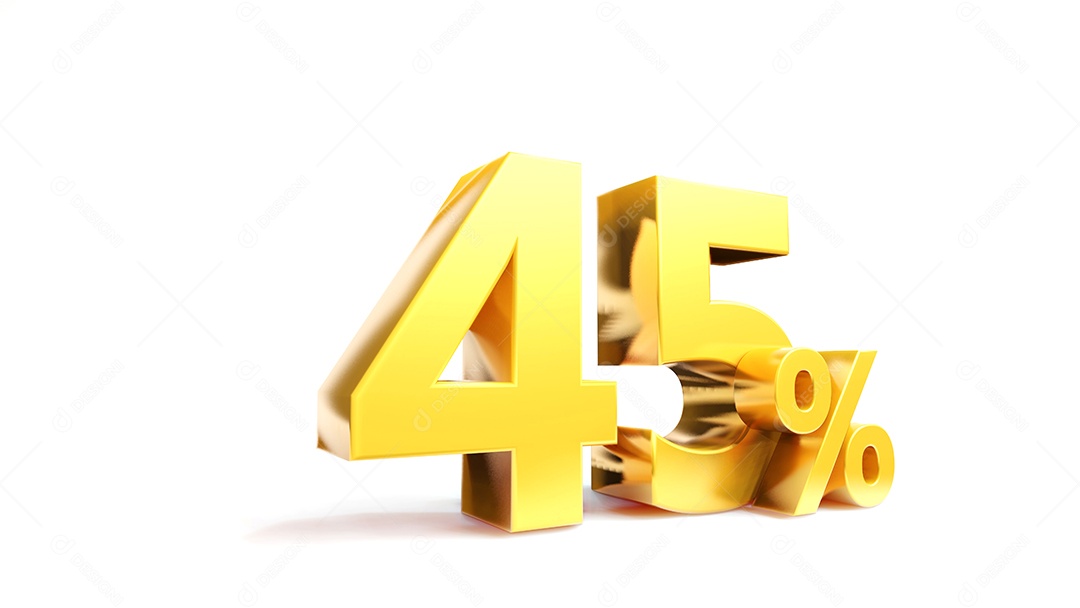 45% símbolo dourado, renderização em 3D