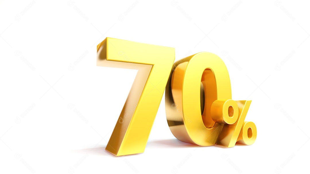 70% gold symbol, 3D rendering