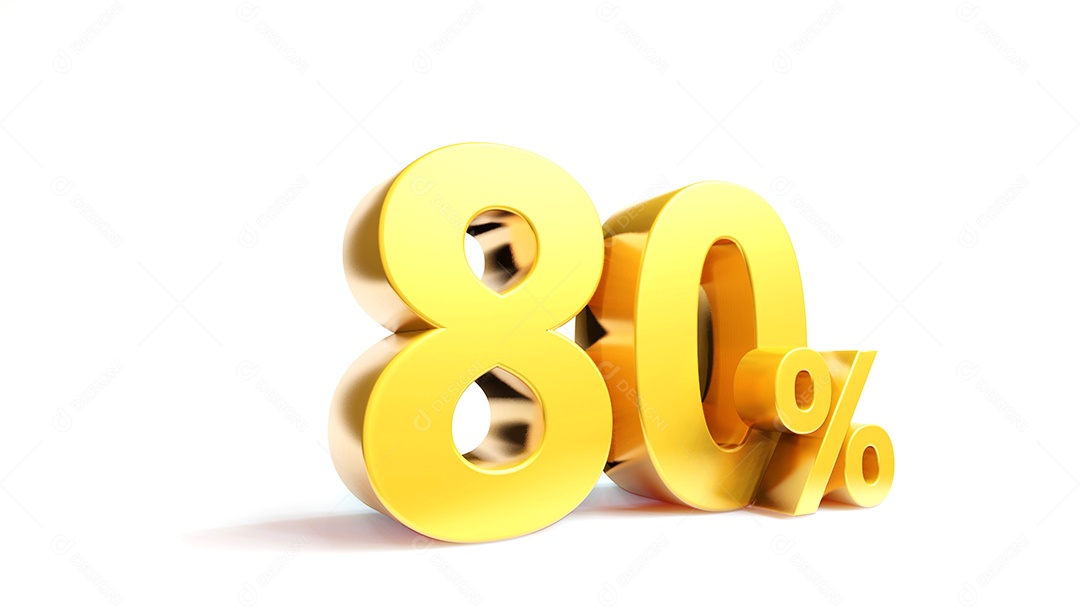 80% símbolo dourado, renderização em 3D