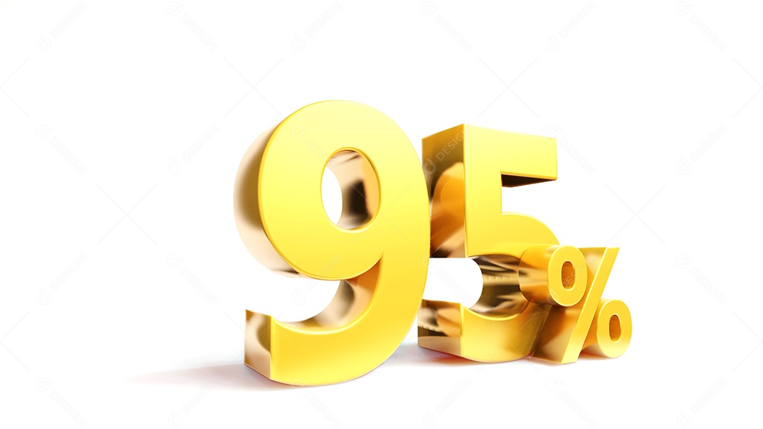 95% símbolo dourado, renderização em 3D