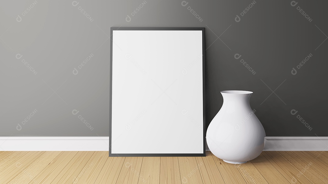 Porta-retrato na sala, renderização em 3d